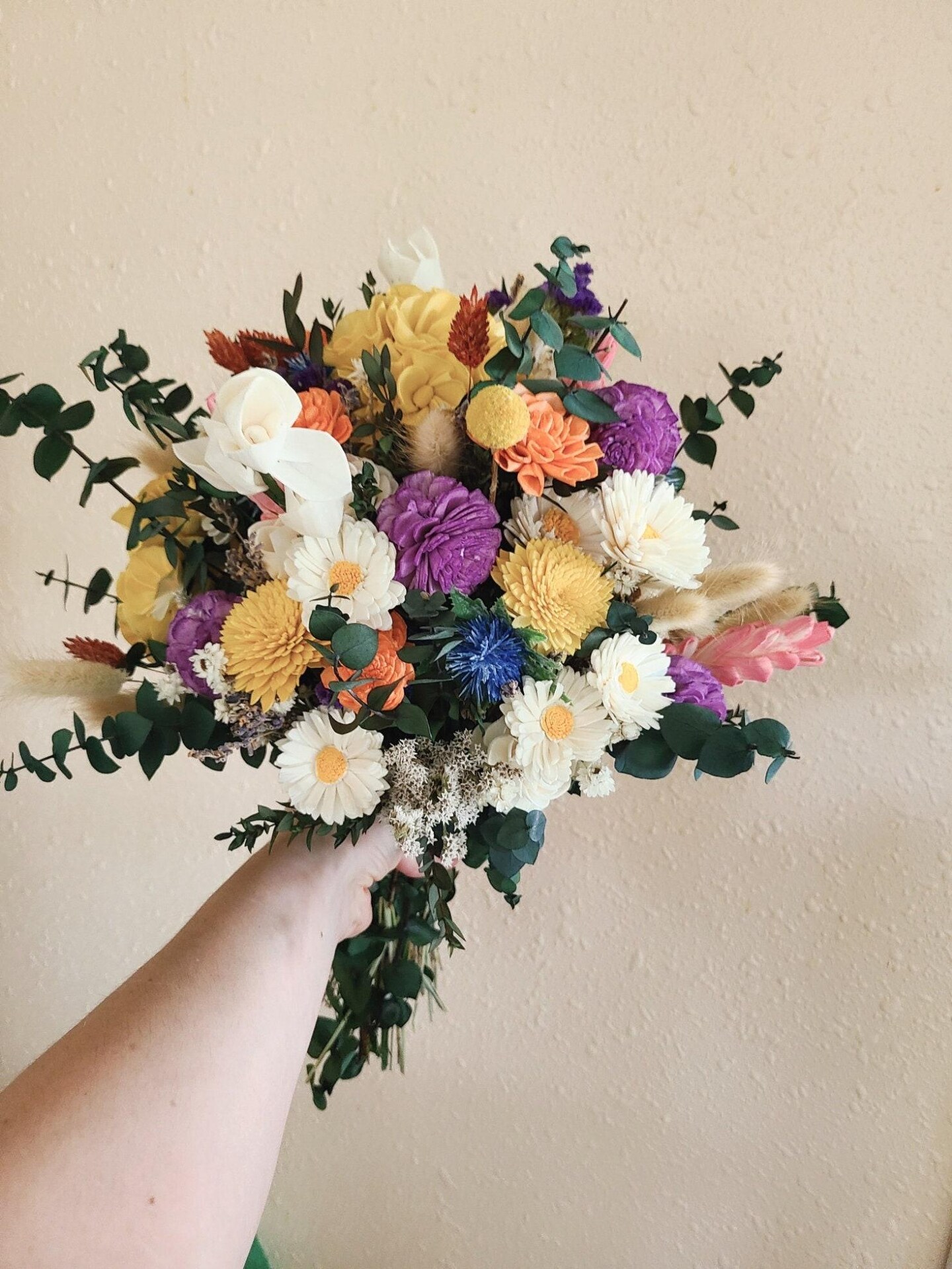 Wildflower Wooden Bouquet, Sola Flower Bouquet, Field Flowers