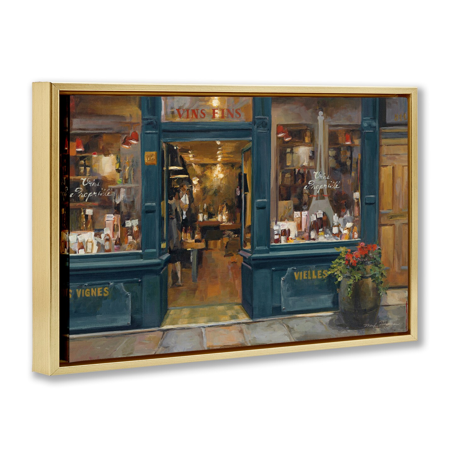 Stupell Industries Parisian Wine Shop Framed Floater Canvas Wall Art Design by Marilyn Hageman