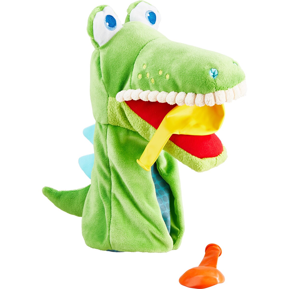 HABA Hand Puppet - Eat it Up Croco Interactive Puppet Show Toy with Belly Bag for Storytelling, Speech Therapy Toys and Pretend Play for 18 mo+