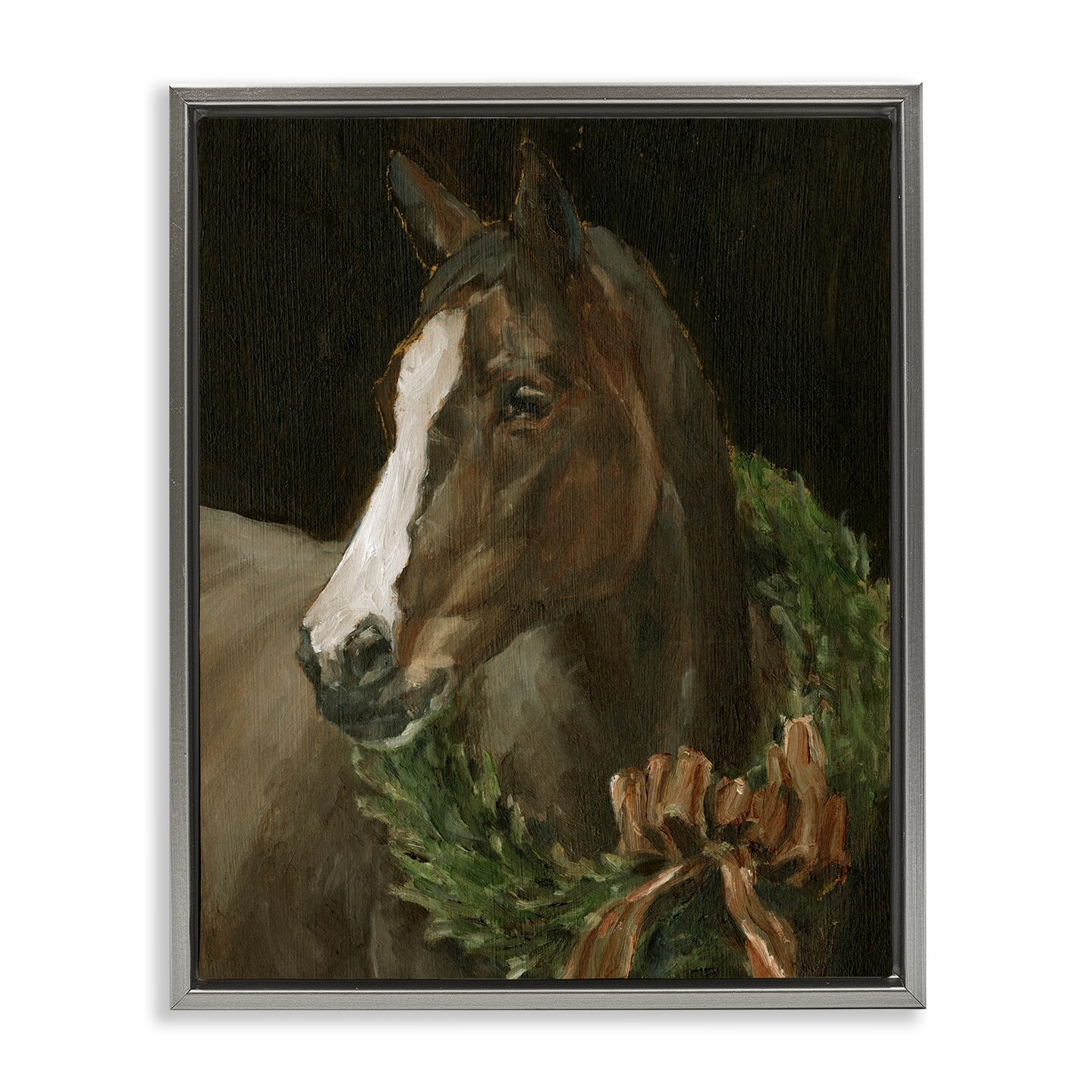 Stupell Industries Horse with Festive Wreath Floating Frame By Ethan Harper