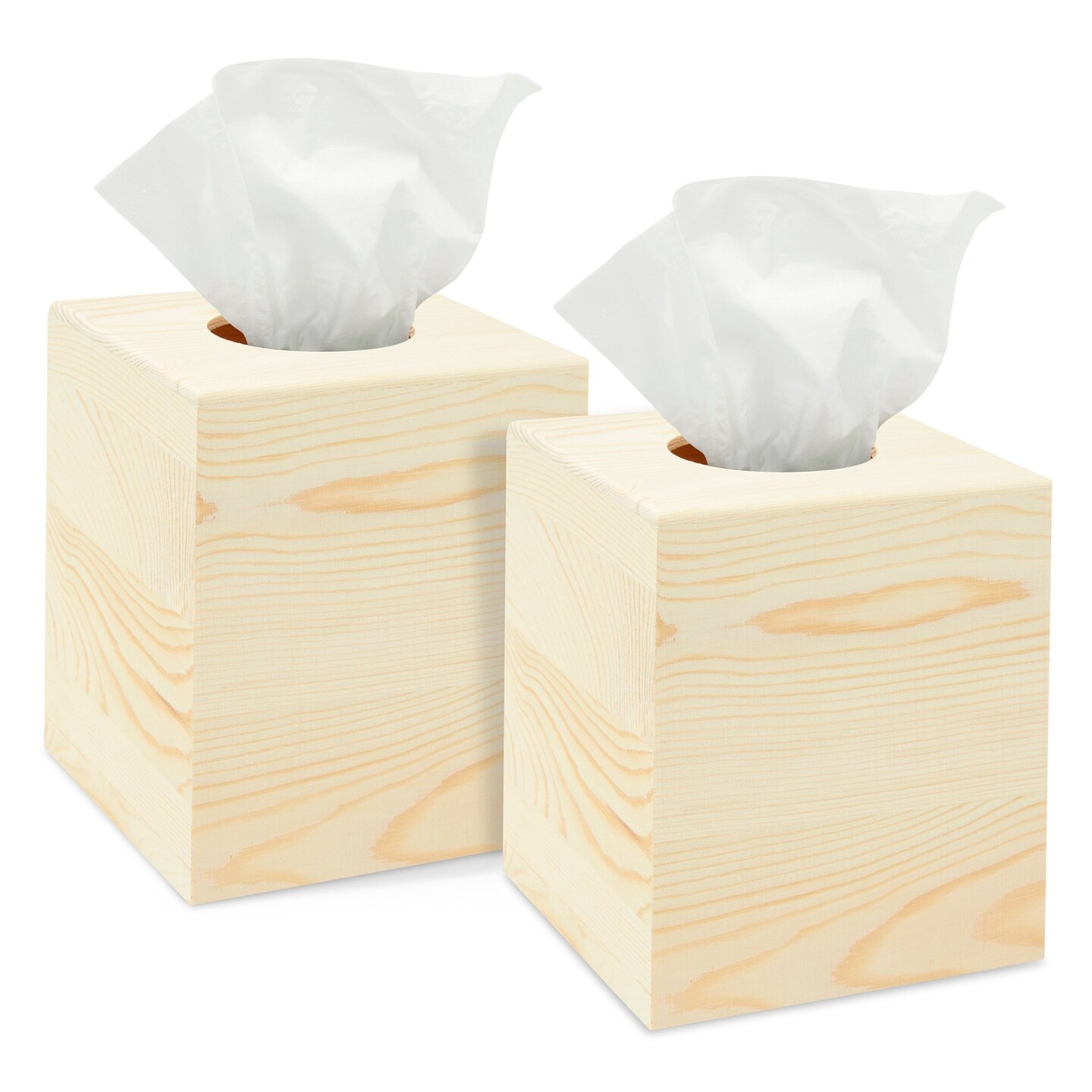 Unfinished Wood Tissue Box Cover for Arts and Crafts, Home Decor (5 x 5.5 In, 2 Pack)