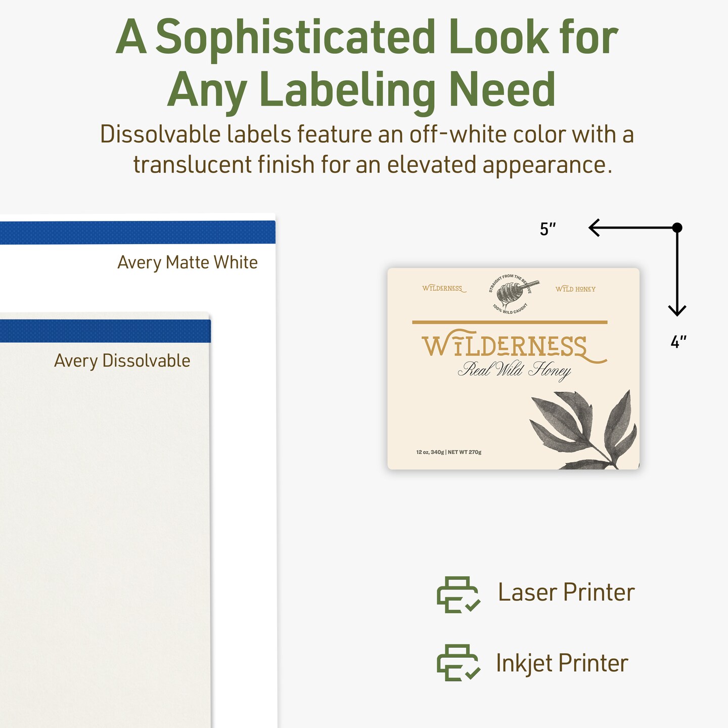 Avery Dissolvable Labels, 4&#x22; x 5&#x22; Rectangle