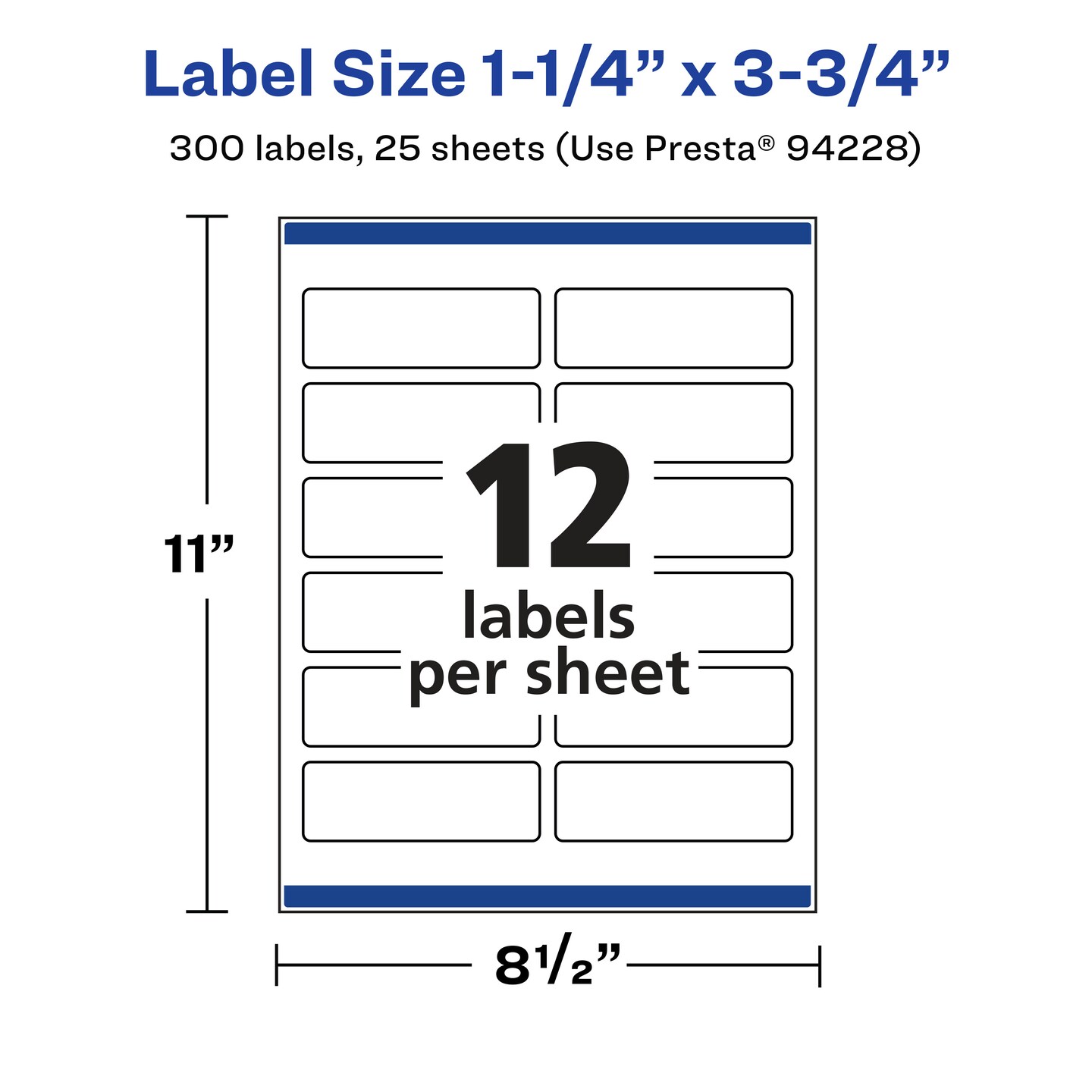 Avery Matte Clear Labels,  1-1/4&#x22; x 3-3/4&#x22; Rectangle