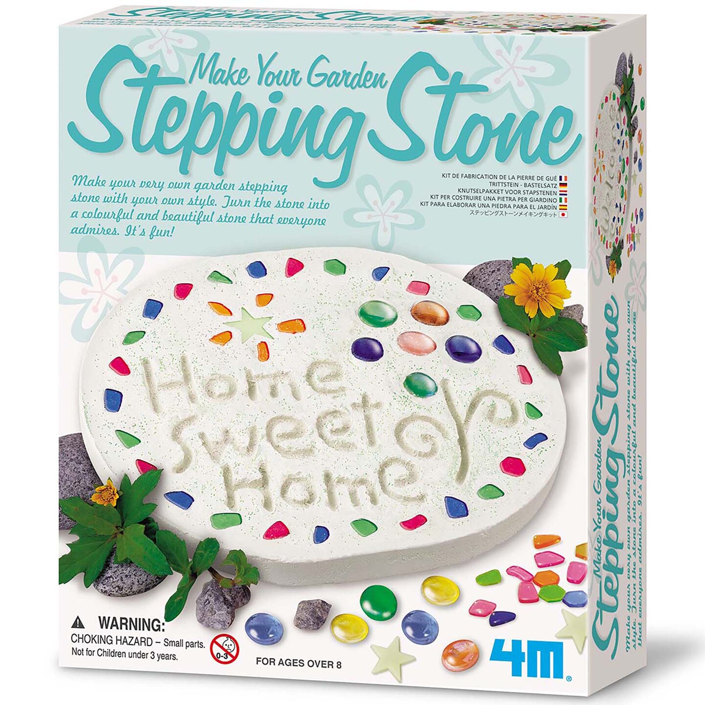 4M: Make Your Garden: Stepping Stone - DIY Ceramic Yard Decor Kit, All-In-1 Art &#x26; Craft Set, 7.5&#x22; Mold, Decorate W/ Beads-Glitter-Stones, Kids Ages 8+