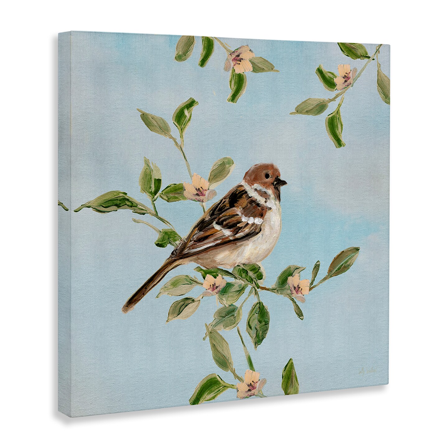Stupell Industries Perched Sparrow Upon Leaves Canvas By Sally Swatland