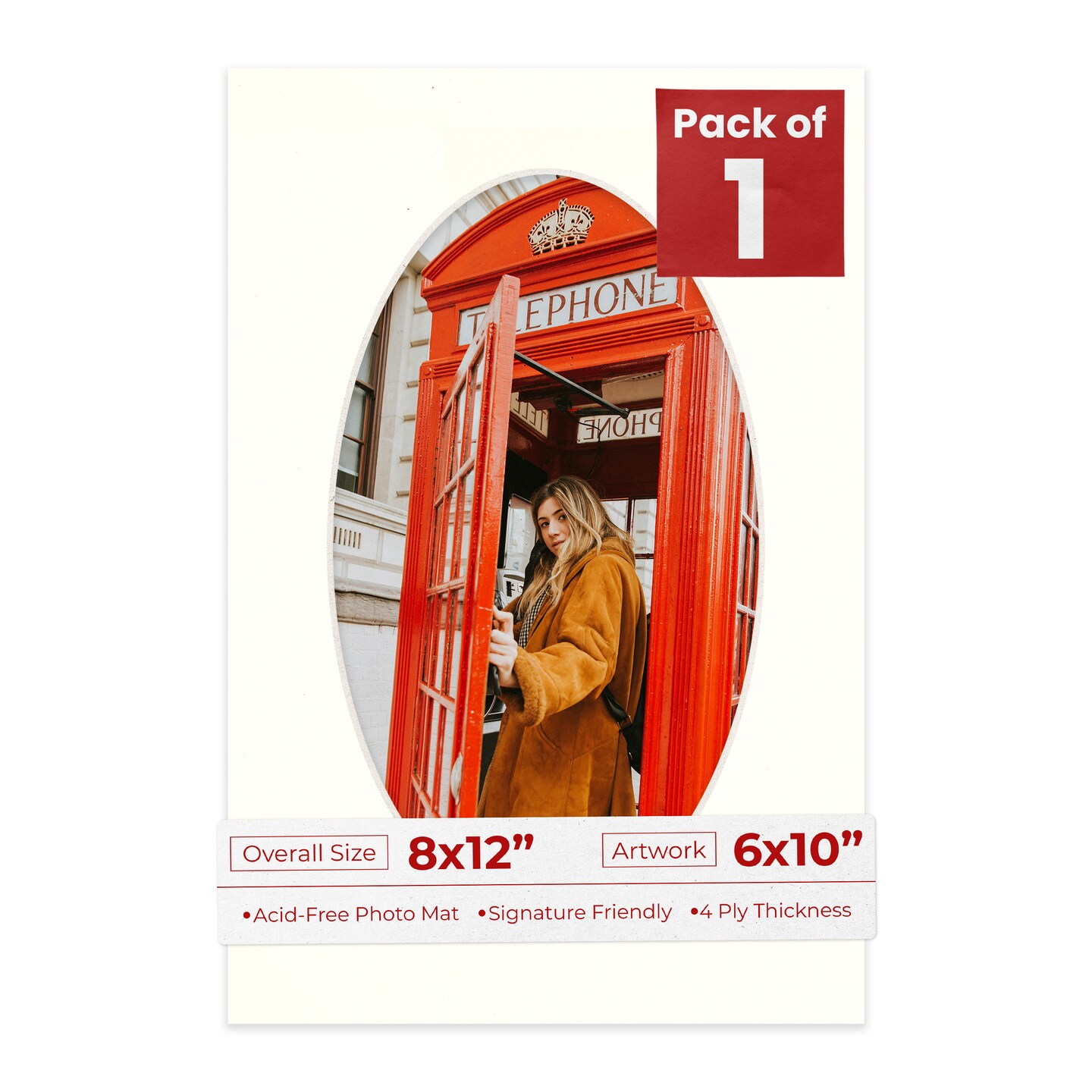 Antique White Mat Board for 8x12 Frames - Oval Opening for 6x10 Photos