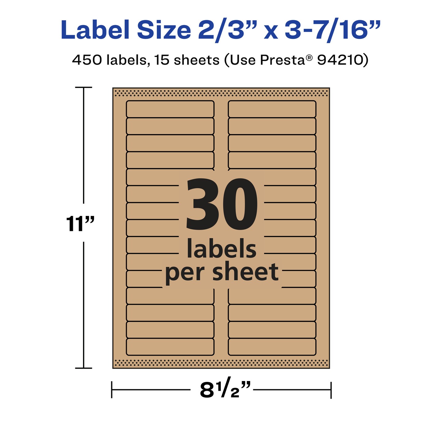 Avery Kraft Brown Rectangle Labels with Sure Feed, 2/3" x 3-7/16"
