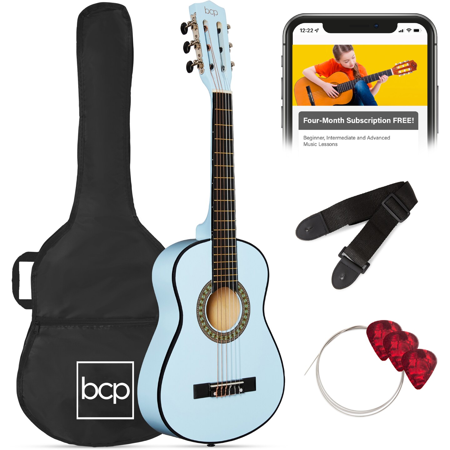 Best Choice Products 30in Kids Acoustic Guitar Beginner Starter Kit with Strap, Case, Strings