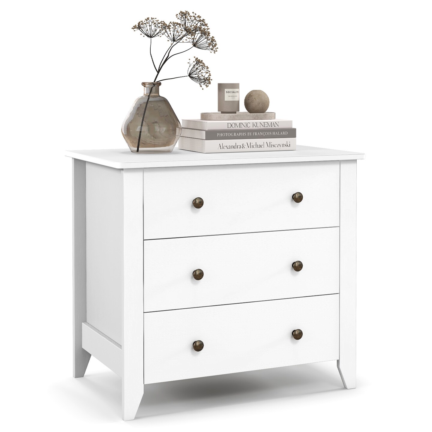 Modern 3-Drawer Dresser Chest Storage Organizer for Bedroom Living Room and Entryway