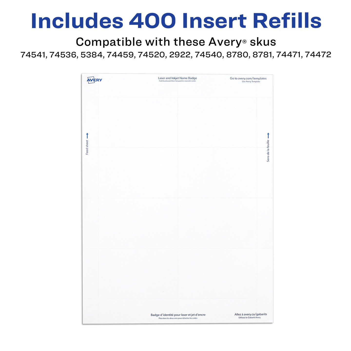 Avery Customizable Name Badge Inserts, 3" x 4", White, 300 Printable Name Tag Inserts (5392)