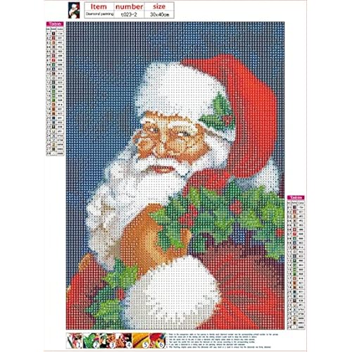 Christmas Diamond Art Painting Kits Santa Claus Diamond Art Painting Kits for Adults Christmas Diamond Dots Art Painting Kits Full Round Drill Pictures Home Wall Decor Gifts (12 x 16 Inch)