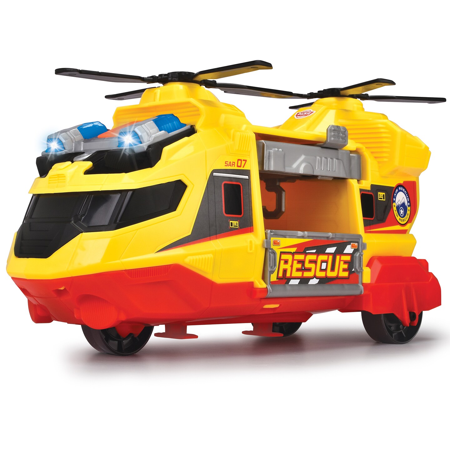 Dickie Toys: Rescue Helicopter - Yellow & Red - 11" Light & Sound Toy Vehicle, Stretcher & Extendable Crane Arm, Freewheel Base, Kids Ages 3+
