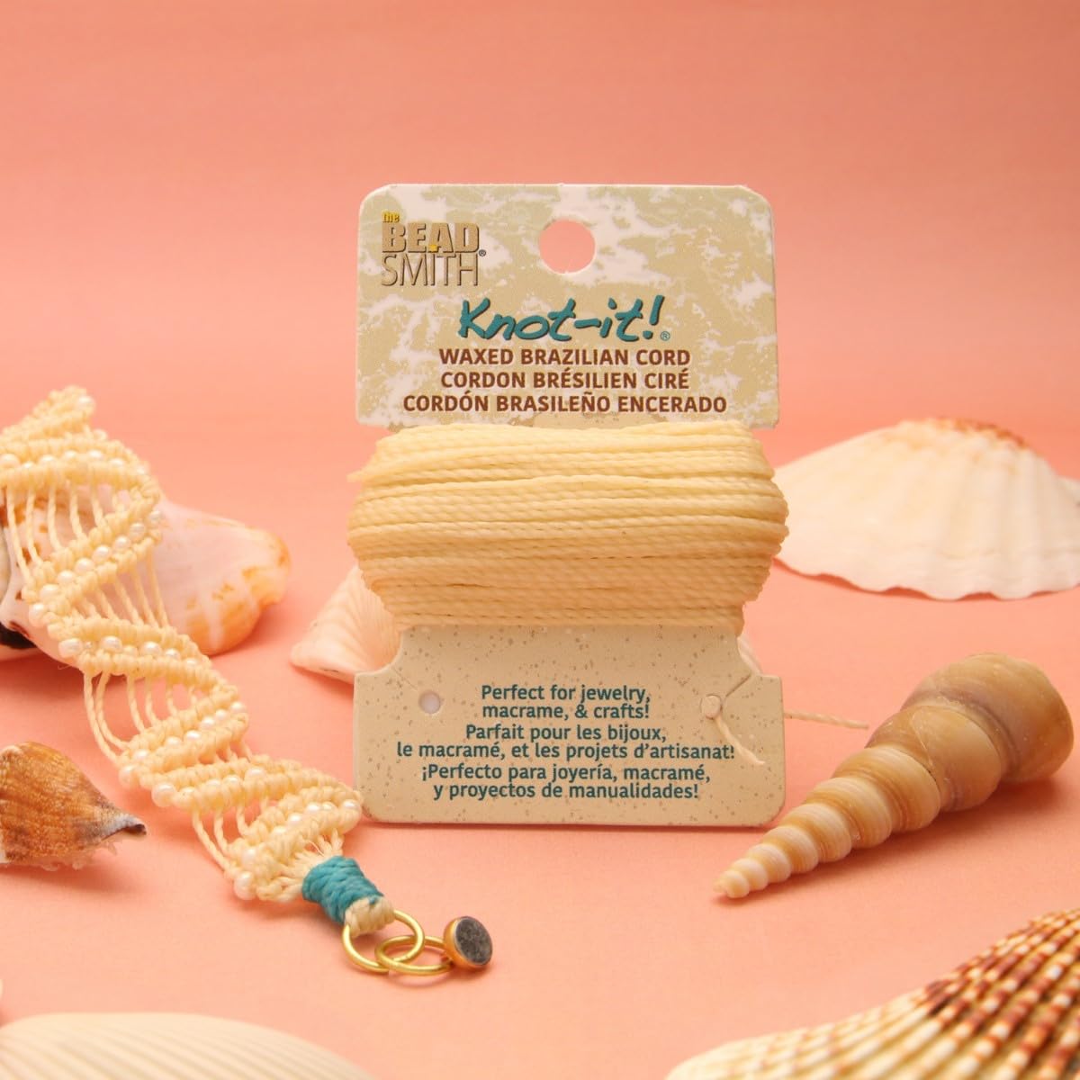 The Beadsmith Waxed Brazilian Cord, 0.7 mm Diameter, Light Wax, 15 Yards (13.7 m)