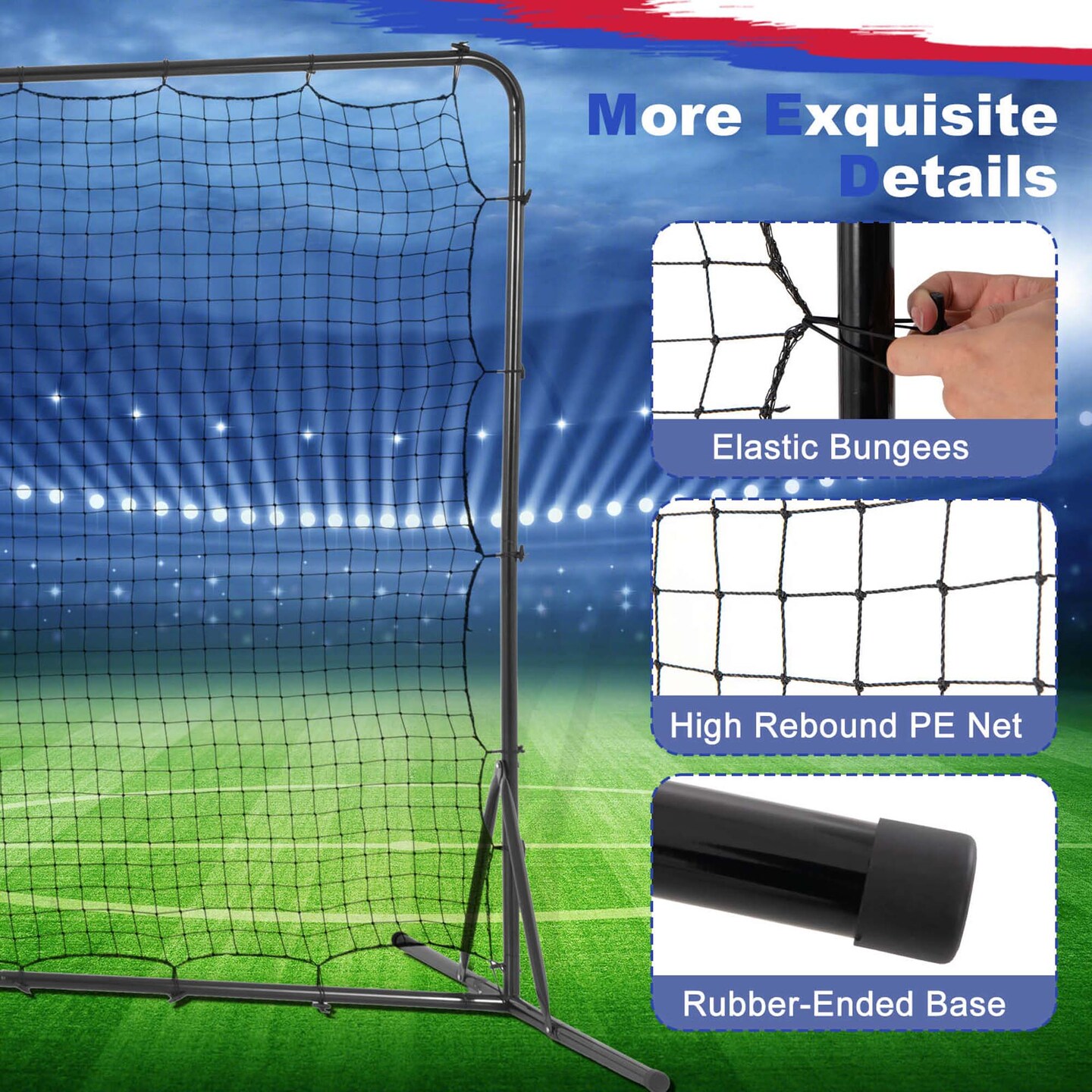 Costway Soccer Rebounder Net 12 x 6 FT Portable Football Training Equipment with Net White/Black