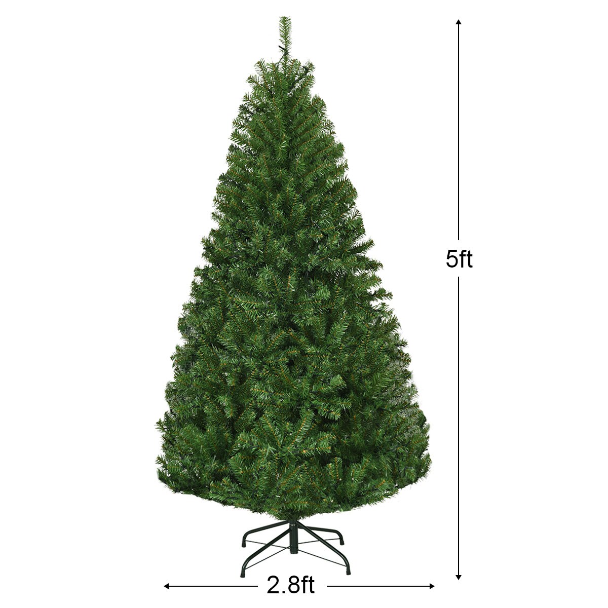 Costway 4/5/6/7/8/9 Ft Pre-Lit Artificial Christmas Tree Hinged 100/150/350/500/750/1000 LED Lights