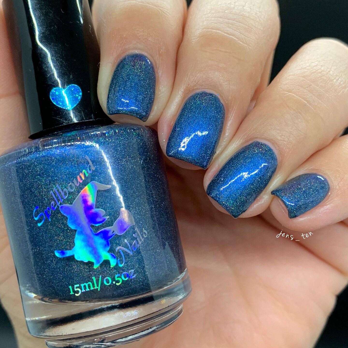 Old Soul - custom handcrafted blue holographic nail polish product 3