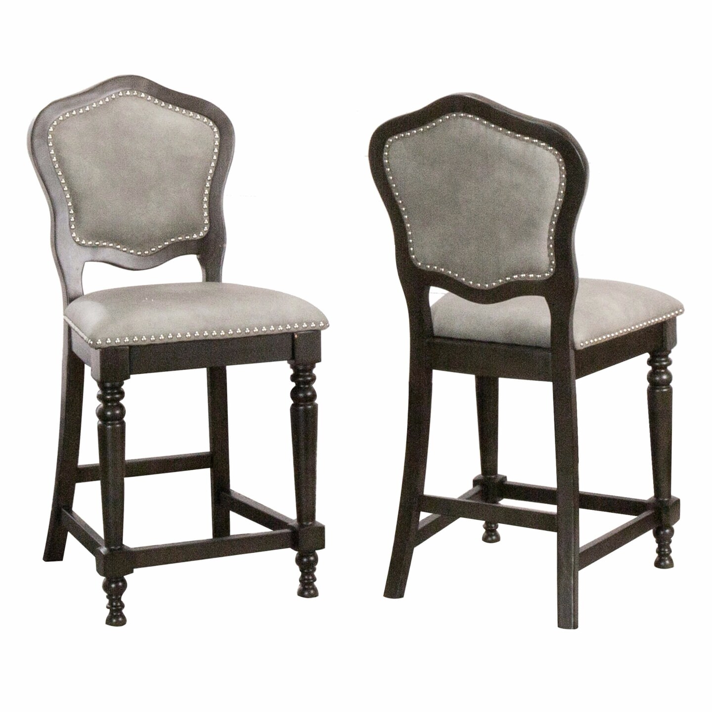 Contemporary Home Living Distressed High Back Wooden Bar Stools - 41&#x22; - Gray - Set of 2