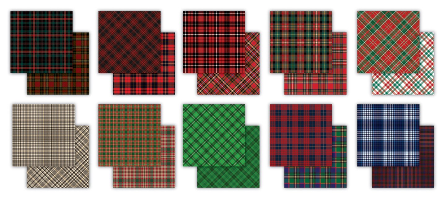 Craft Consortium Double-Sided Paper Pad 12"X12" 30/Pkg-Tartan, 20 Designs