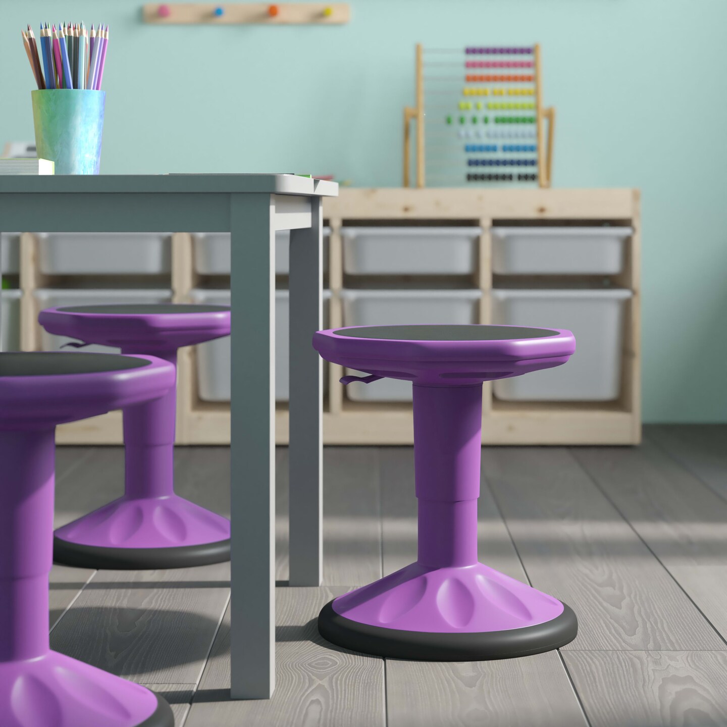 Emma and Oliver Saylor Height Adjustable Active Motion Stool for Kids with Weighted Rubber Non-Slip Bottom