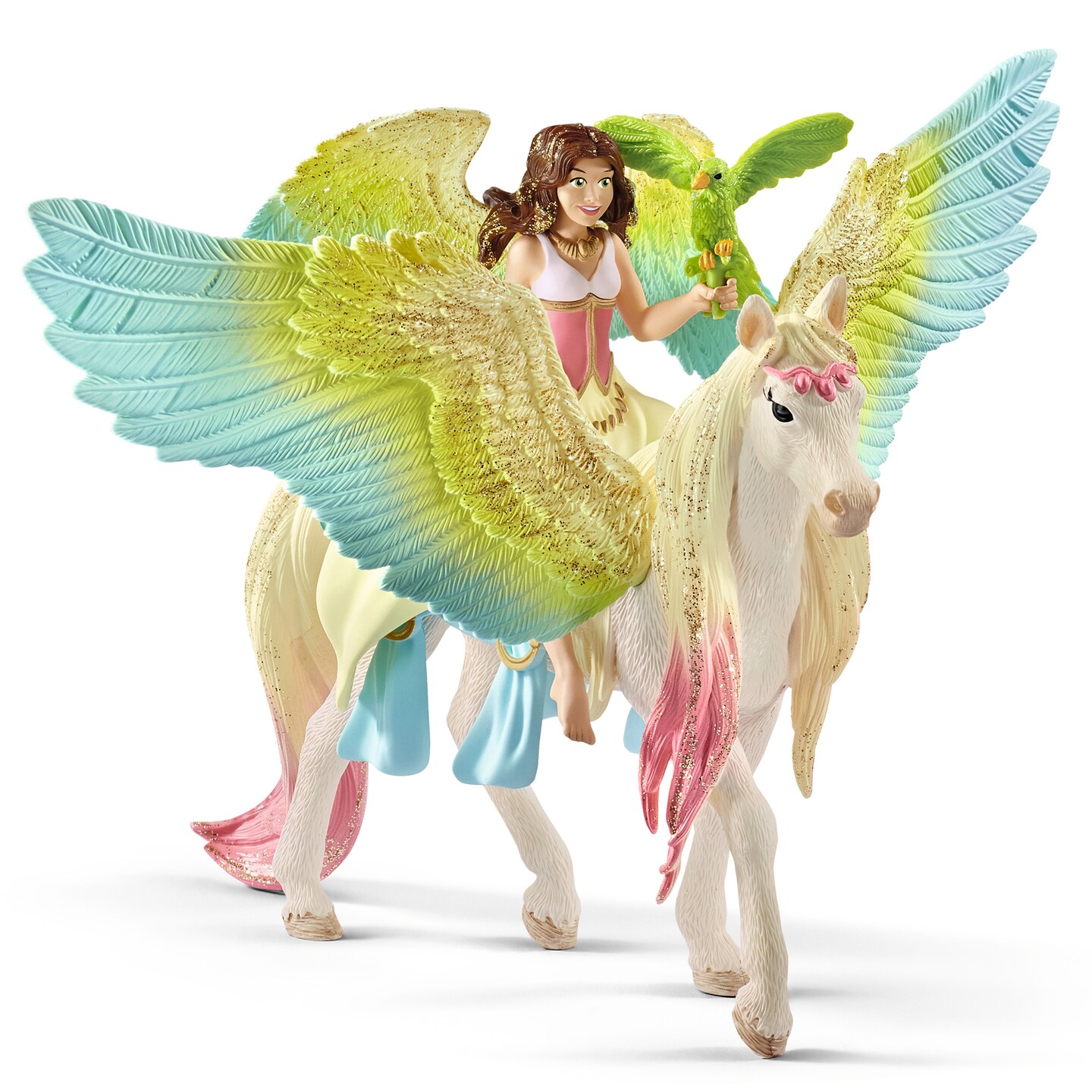 Schleich Bayala: Fairy Surah With Glitter Pegasus - 3pc Figurine Playset, Enchanting Collectible, Fantasy Toy, Magical Decoration, Kids Ages 5+