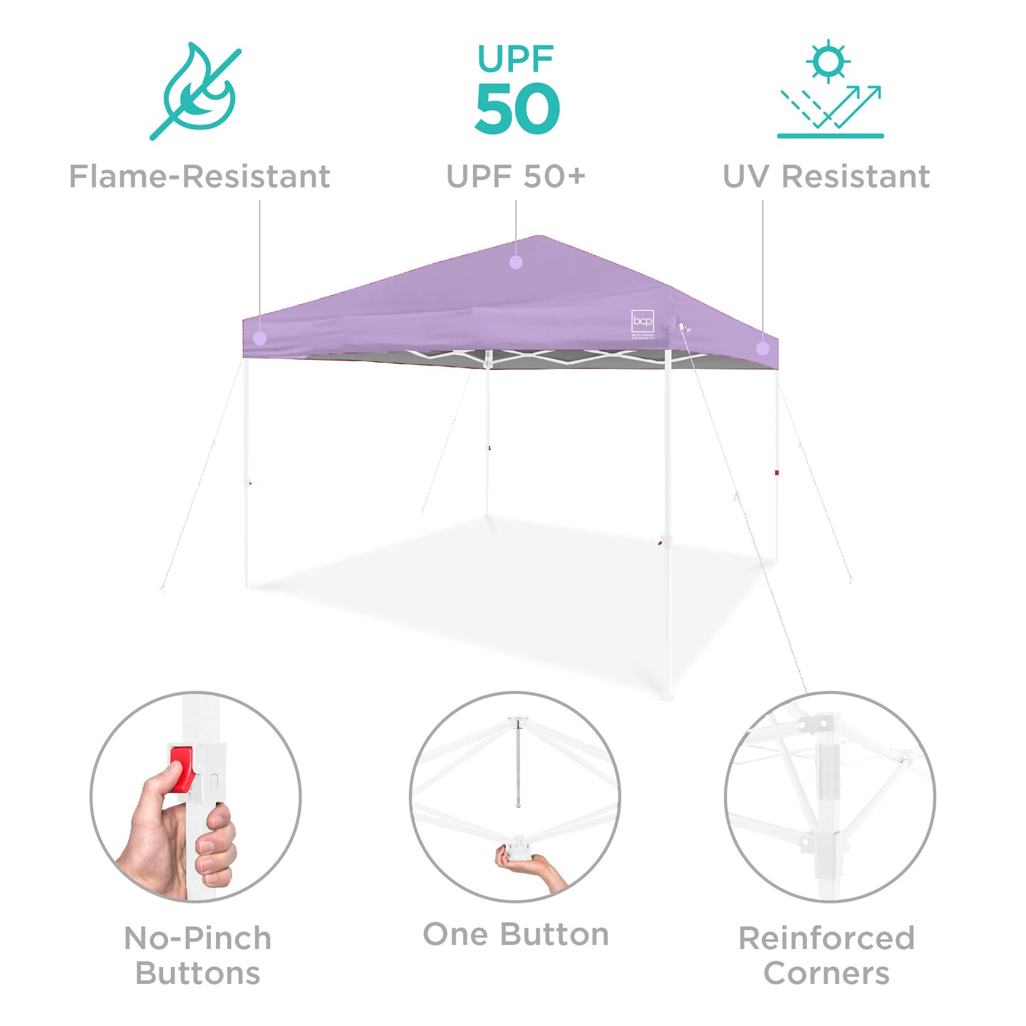 Best Choice Products 8x8ft Easy Setup Pop Up Canopy w/ 1-Button Setup, Wheeled Case, 4 Weight Bags