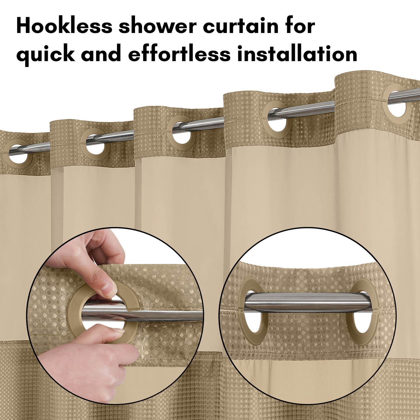 Americanflat 72x75 Hookless Waffle Pattern Shower Curtain - Water-Resistant Long Shower Curtain with Sheer Panel, Snap-In Liner, and Grommets