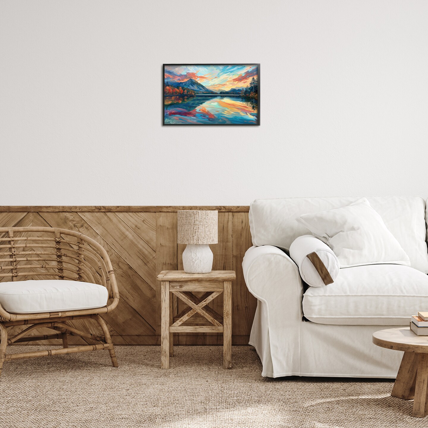 Stupell Industries Abstract Swirled Lake & Mountain Framed Giclee Wall Art Design by LSR Design Studio