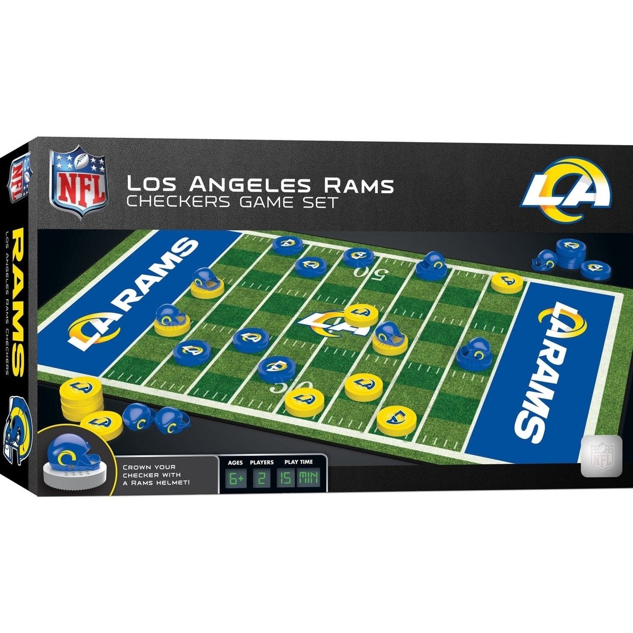Los Angeles Rams Checkers Game Nfl Board Game 24 Pieces Football Helmets