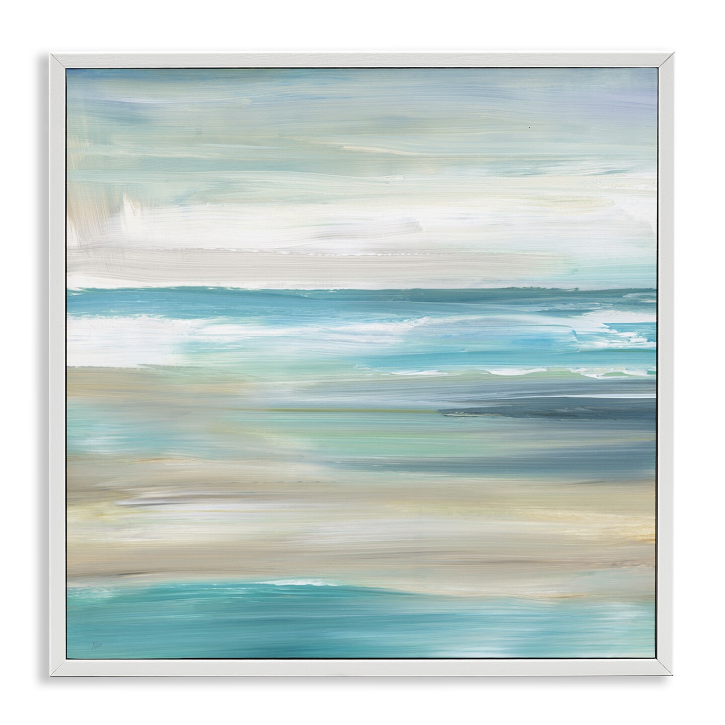 Stupell Industries Abstract Beach Sand Ocean Waves Framed Giclee Art