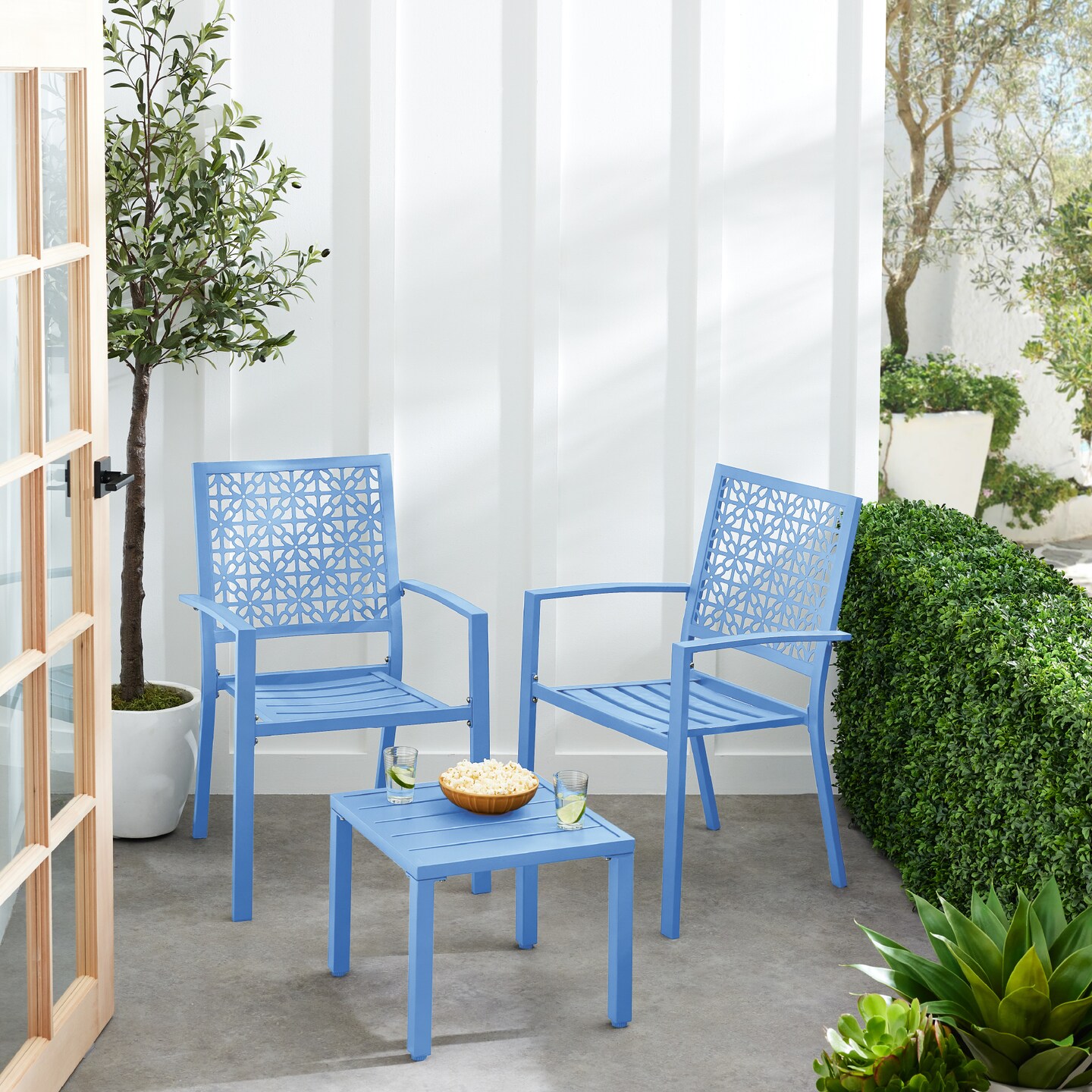 Best Choice Products 3-Piece Stackable Patio Bistro Set, Outdoor Chat Furniture w/ 2 Chairs, Table