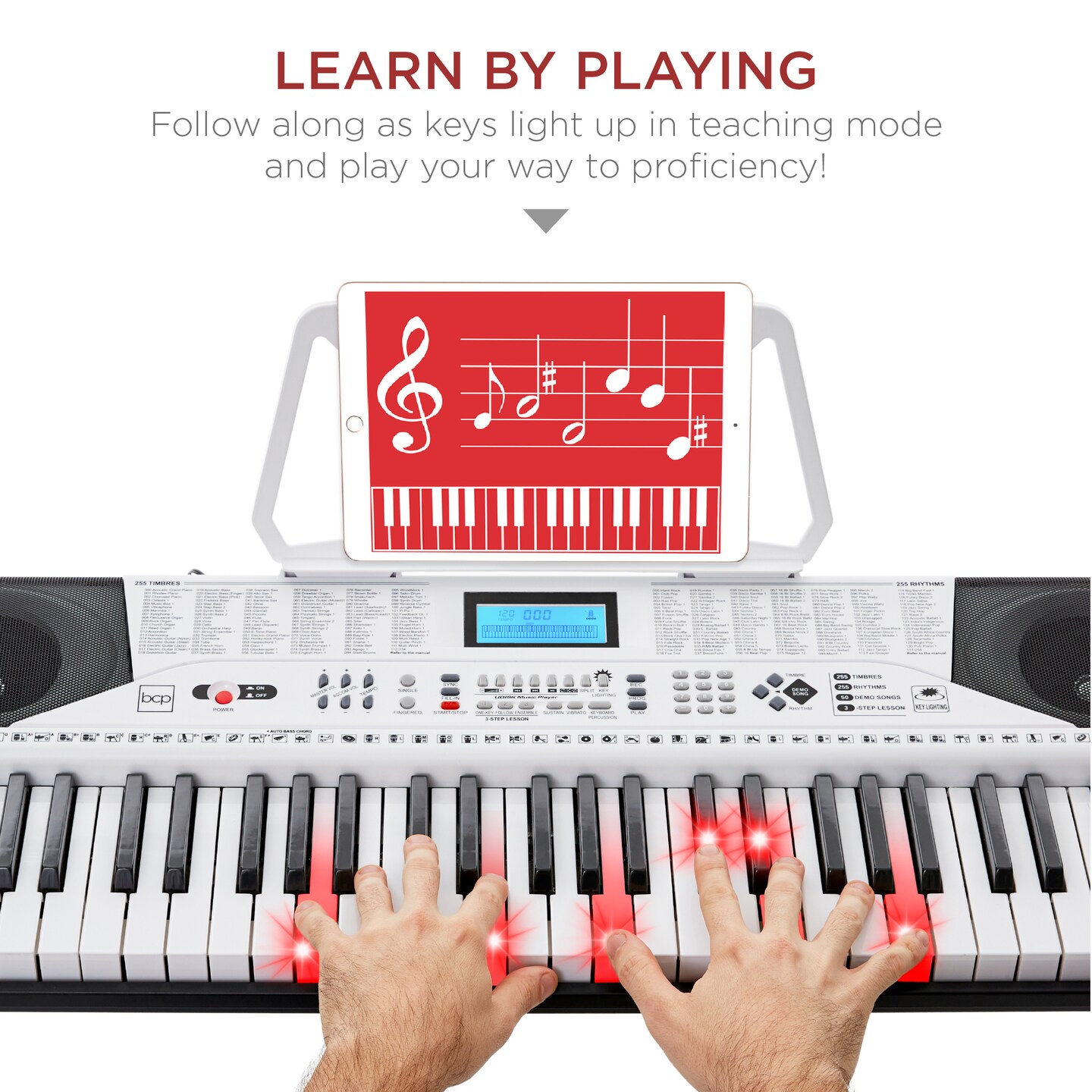Best Choice Products 61-Key Beginners Complete Electronic Keyboard Piano Set w/ LCD Screen, Lighted Keys