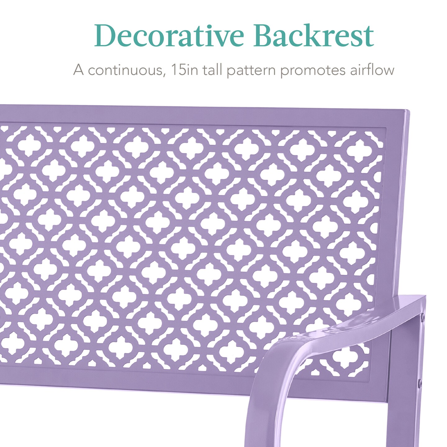 Best Choice Products Indoor Outdoor Steel Garden Bench w/ Geometric Backrest, Foot Levelers