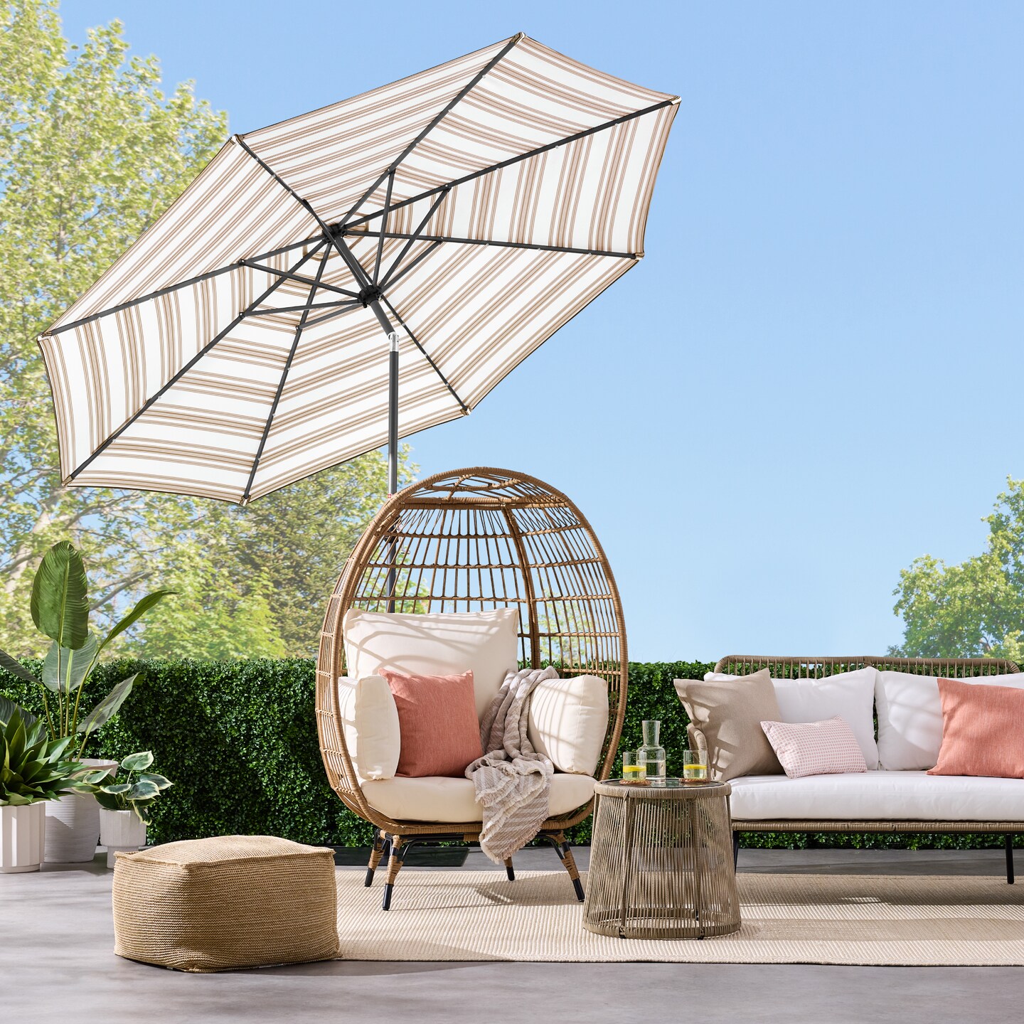 Best Choice Products 10ft Solar LED Lighted Striped Patio Umbrella w/ Crank, Tilt, Push Button, 6 Ribs