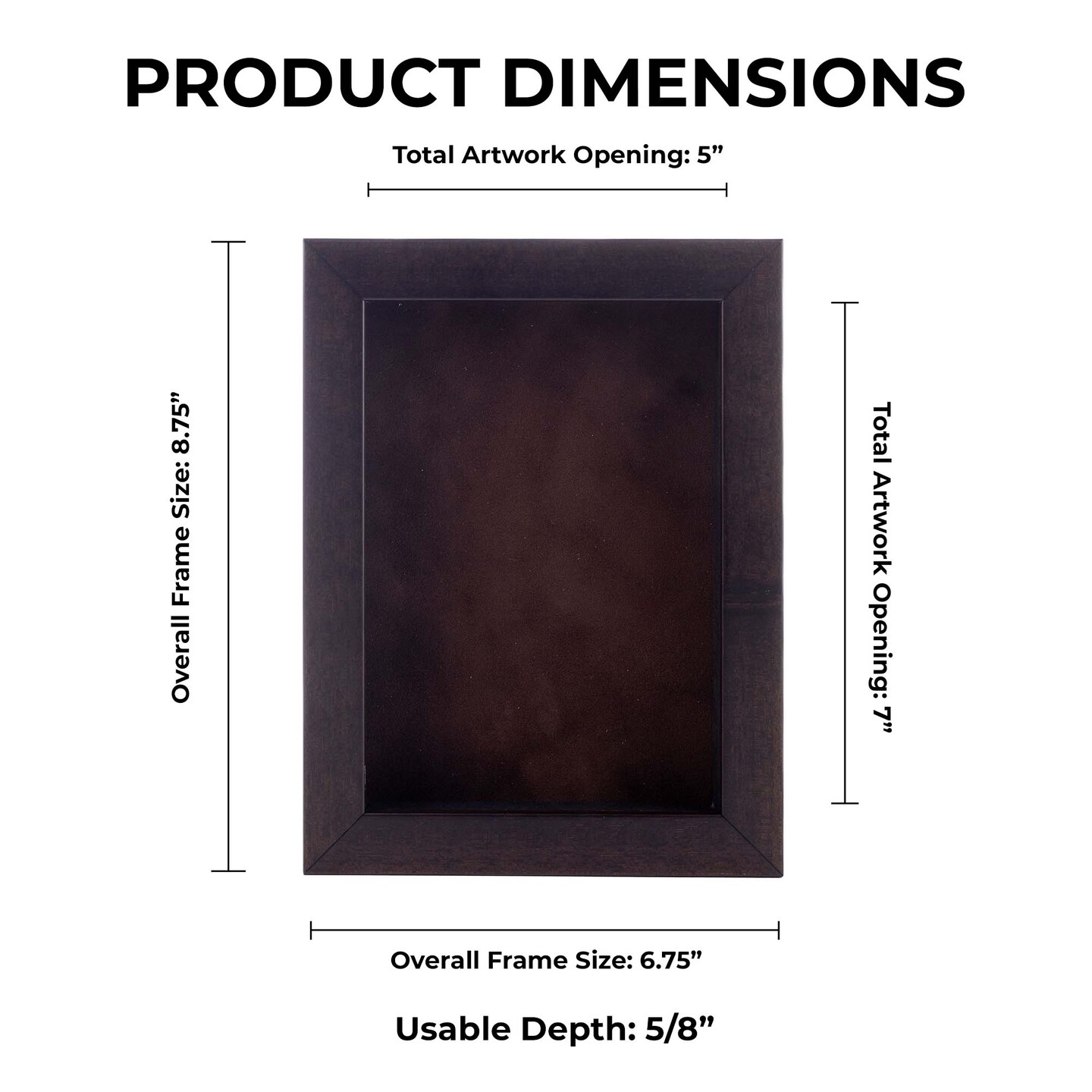 Rich Dark Brown Wood Shadow Box Frame with Acrylic Front - Brown Suede Backing, 30 Sizes