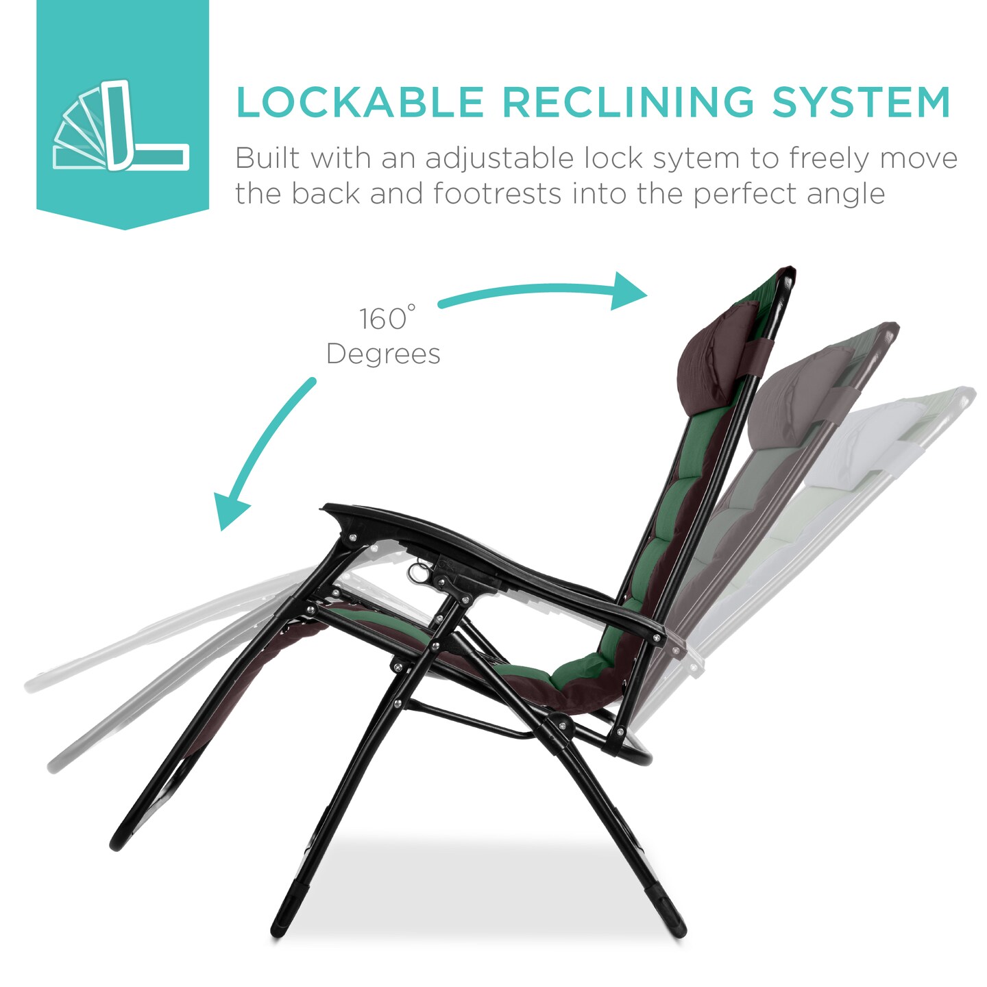 Best Choice Products Oversized Padded Zero Gravity Chair, Folding Outdoor Patio Recliner w/ Side Tray