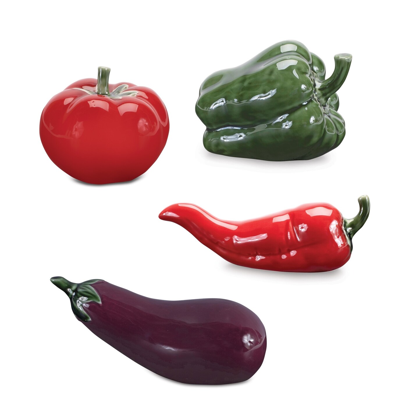 Melrose Glossy Ceramic Vegetable Decorations - 6.25&#x22; - Set of 4