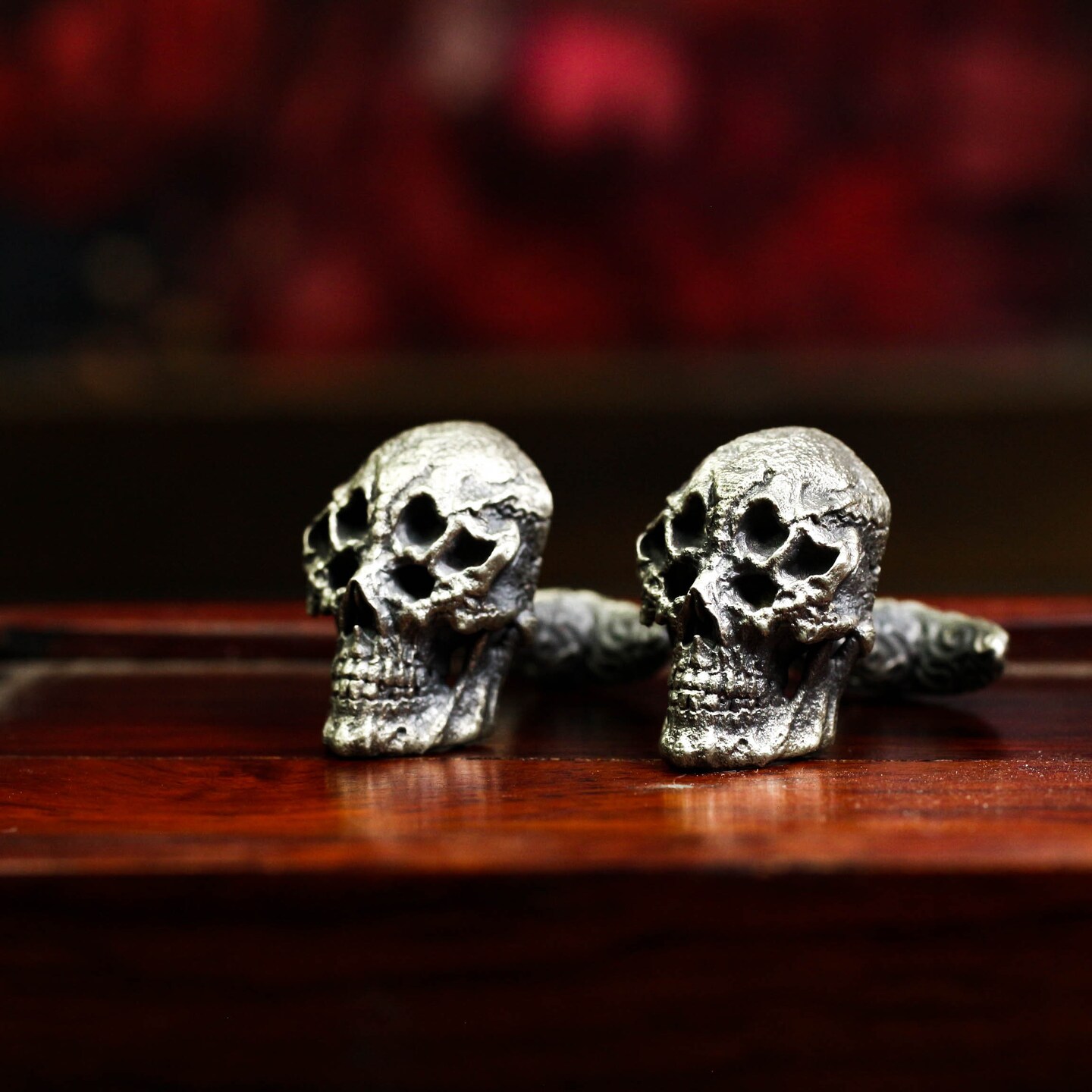 Six-Eyed Skull Cufflinks: Solid 925 Silver, Hand Cast Accessory
