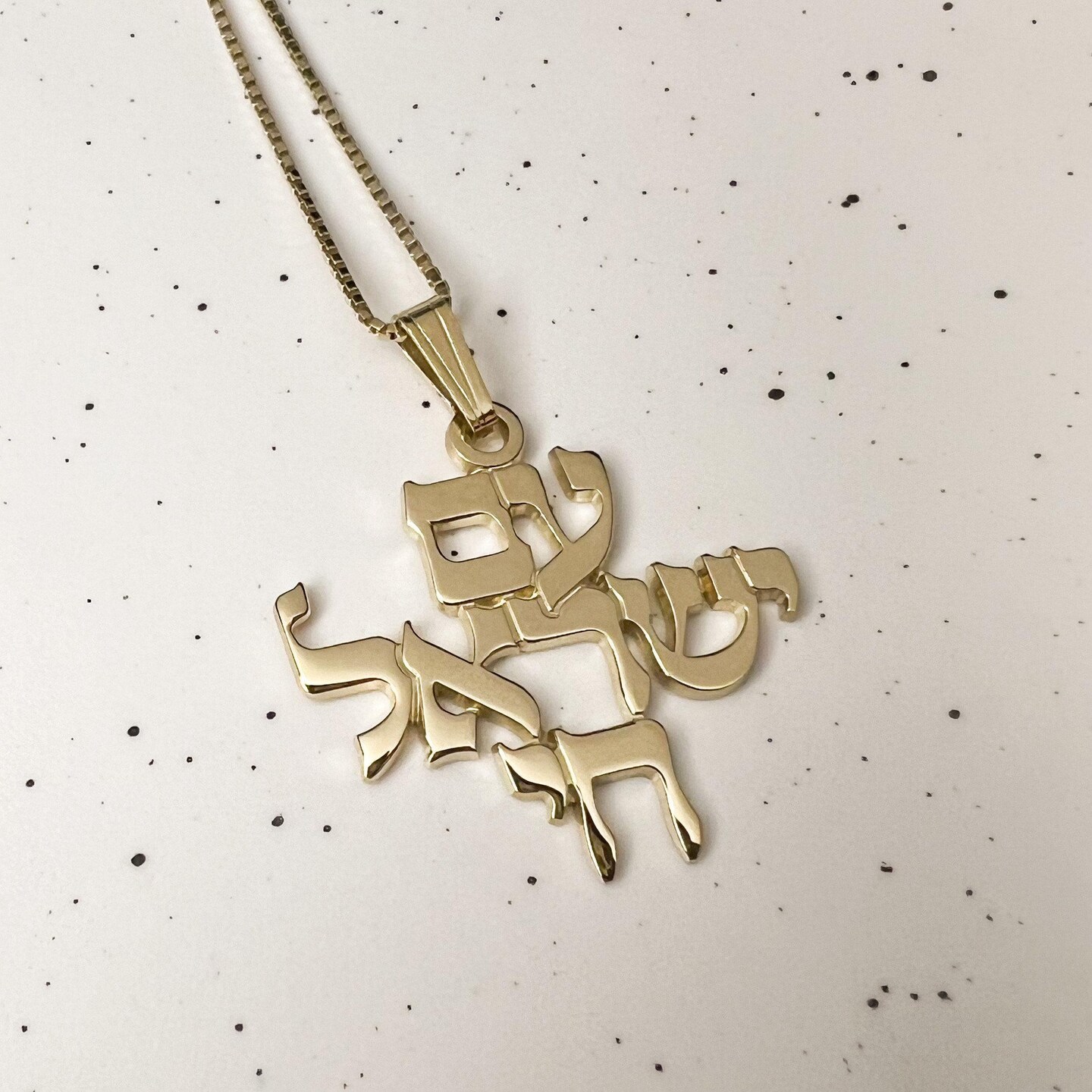 Hebrew Name Pendant Necklace Chain Gold outlets Bat Mitzvah Gift Idea