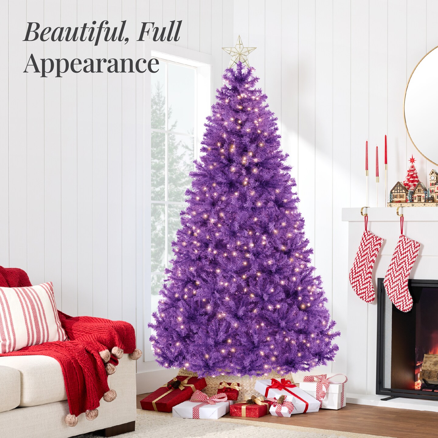 Best Choice Products Pre-Lit Purple Christmas Tree, Artificial Full Holiday Decoration w/ Incandescent Lights