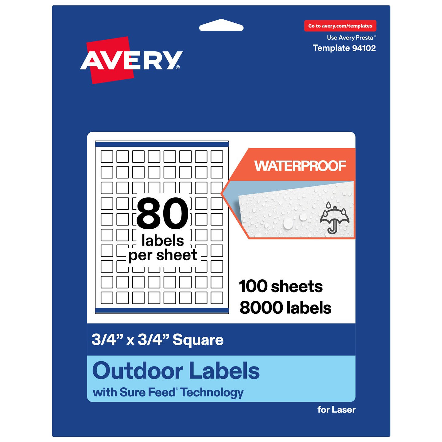 Avery Outdoor Waterproof Labels, 0.75&#x22; x 0.75&#x22; Square