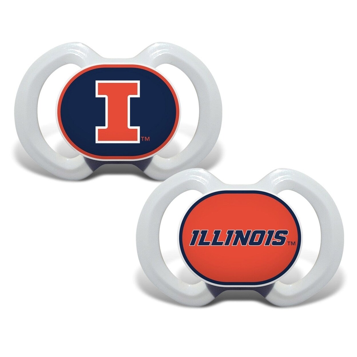 Illinois Fighting Illini Pacifiers 2-Pack Bpa-Free Orthodontic Silicone 3+ Months