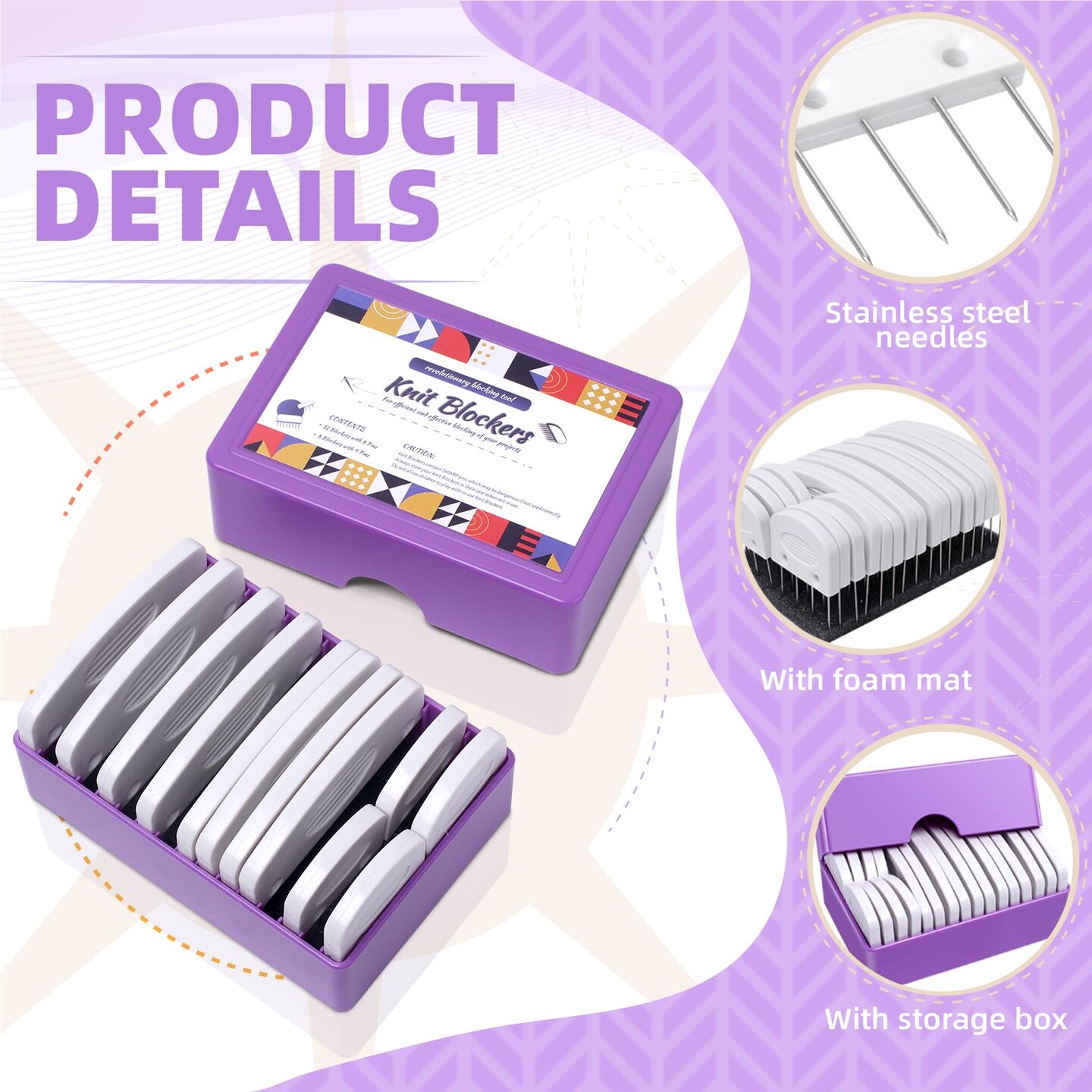 20Pcs Knit Blockers &#x26; Pins Kit, Knit Blocking Combs for Blocking Knitting Crochet Sewing Lace Needlework Projects Tool Device