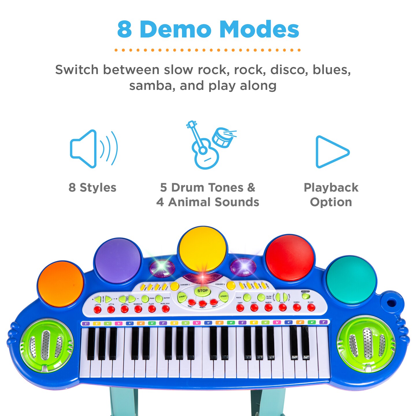 Best Choice Products 37-Key Kids Electronic Piano Keyboard w/ Multiple Sounds, Lights Microphone, Stool