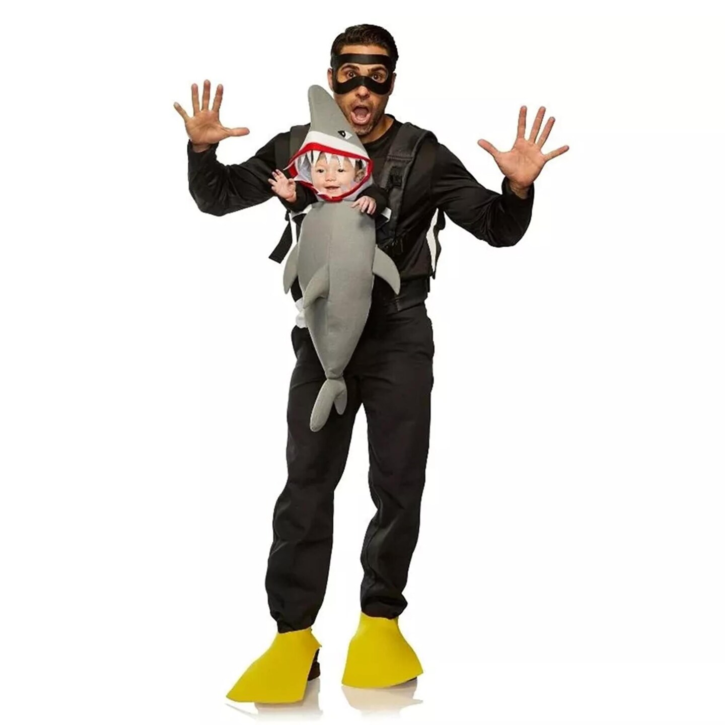 Diver &#x26; Shark Adult &#x26; Infant Carrier Costume | One Size
