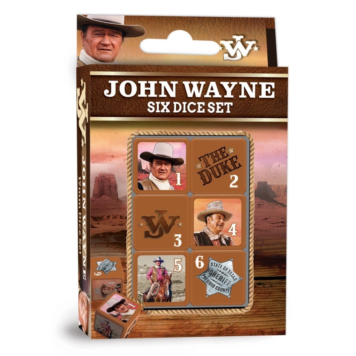 John Wayne 6 Piece D6 Gaming Dice Set Officially Licensed 19Mm Red And Yellow