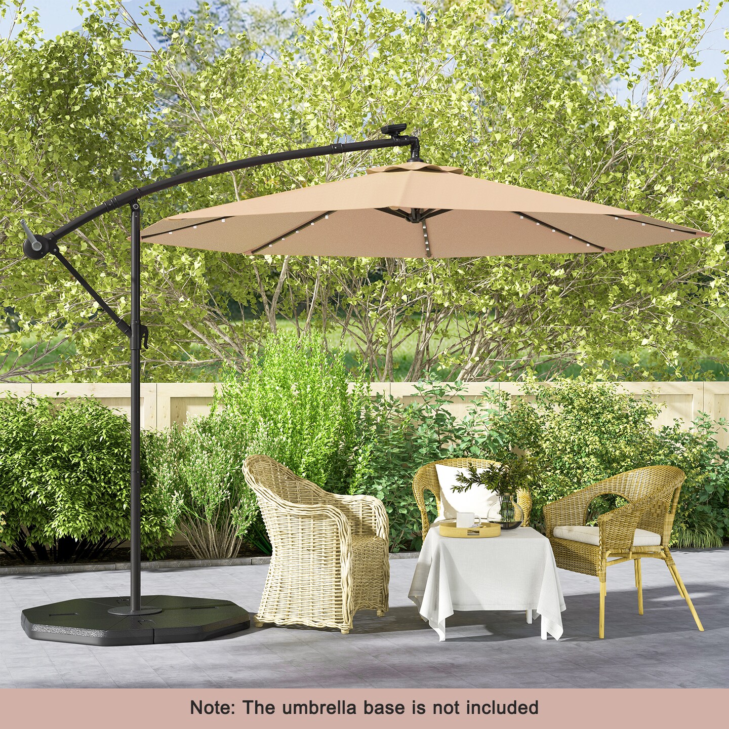 Costway 10 Ft Patio Solar LED Offset Umbrella 40 Lights Crank Cross Base