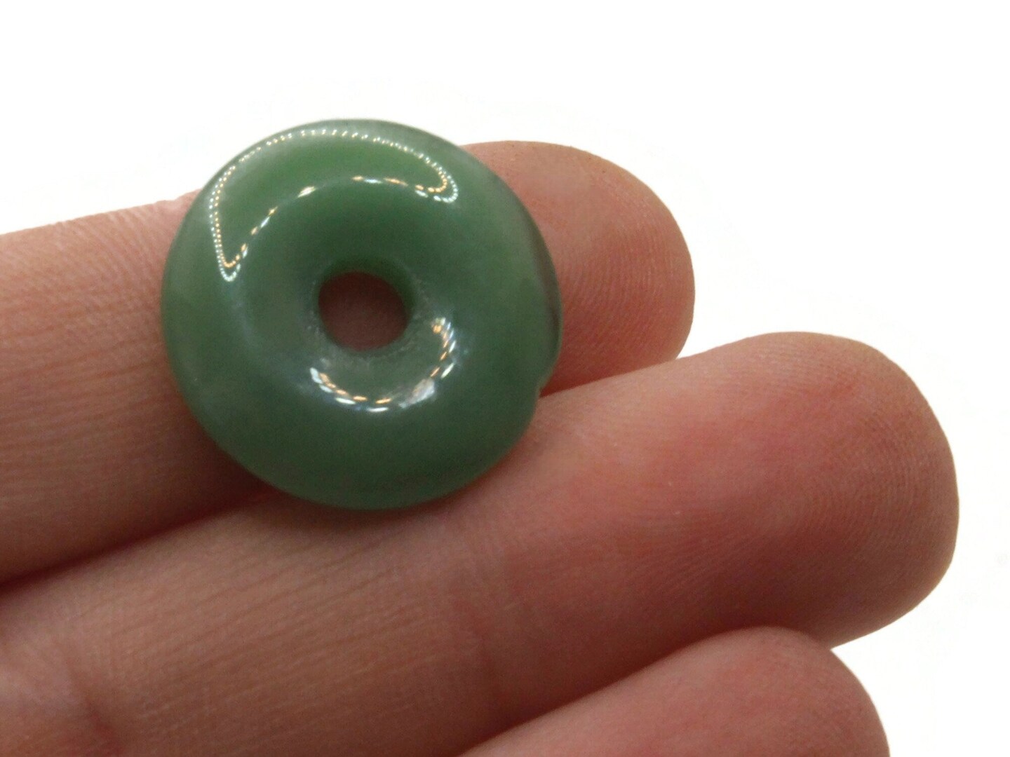8 19mm Dark Green Glass Large Hole Donut Flat Round Ring Beads