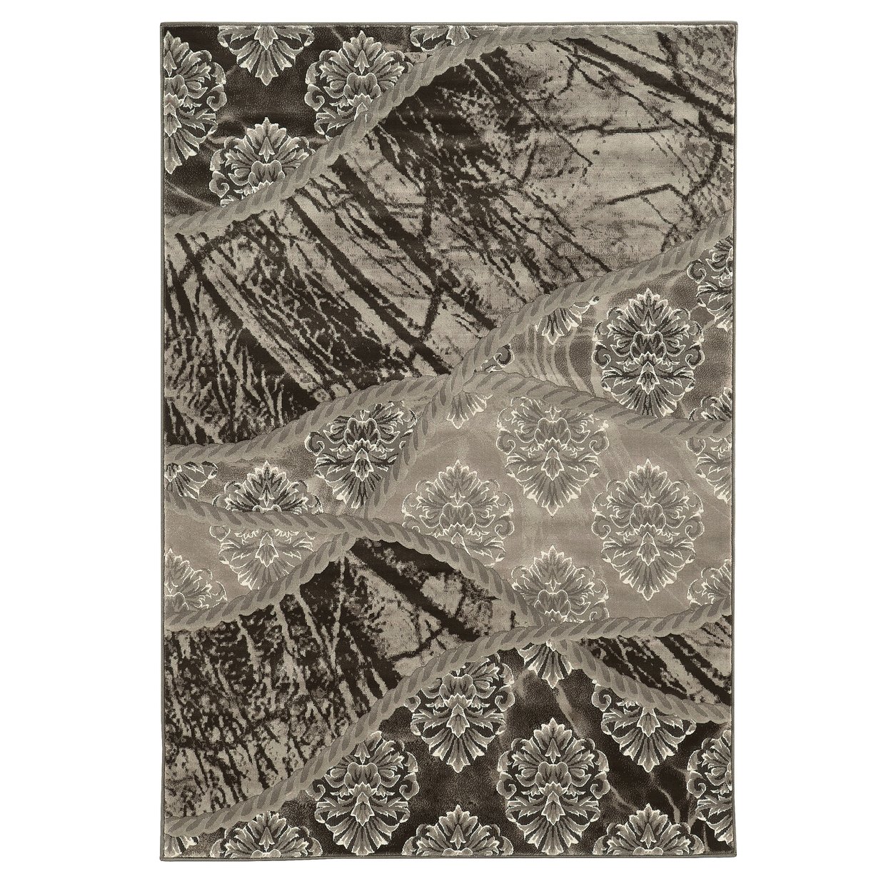 Jewel Ybor Brown Area Rug 8X10 Heat Set Polypropylene Transitional Design