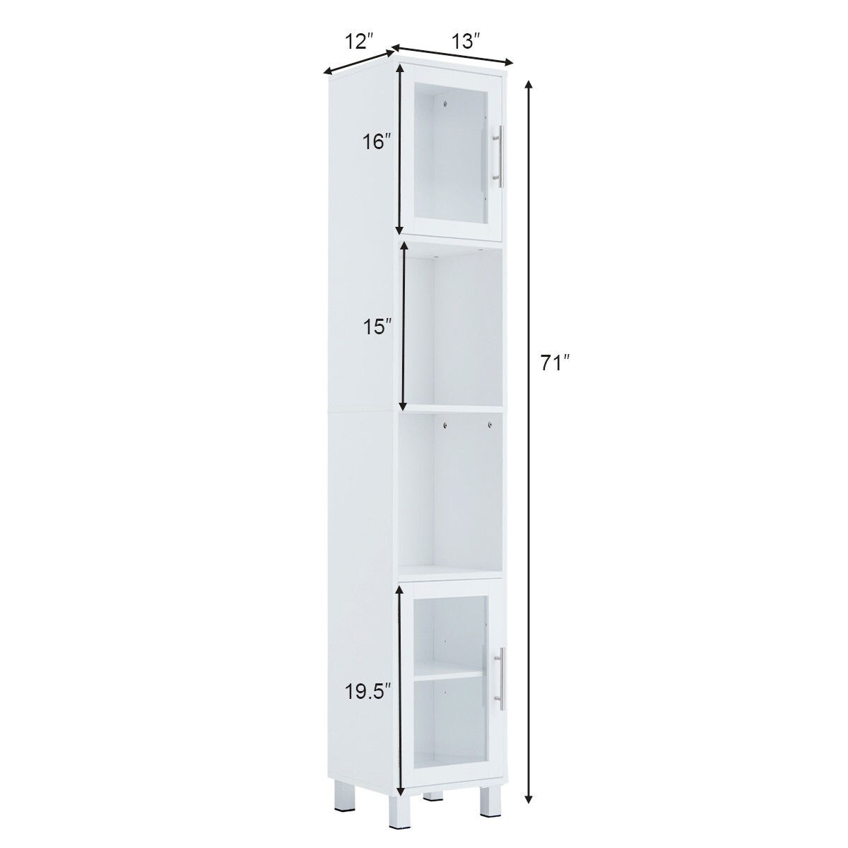 Costway 71" Bathroom Tall Tower Storage Cabinet Organizer Display Shelves Bedroom