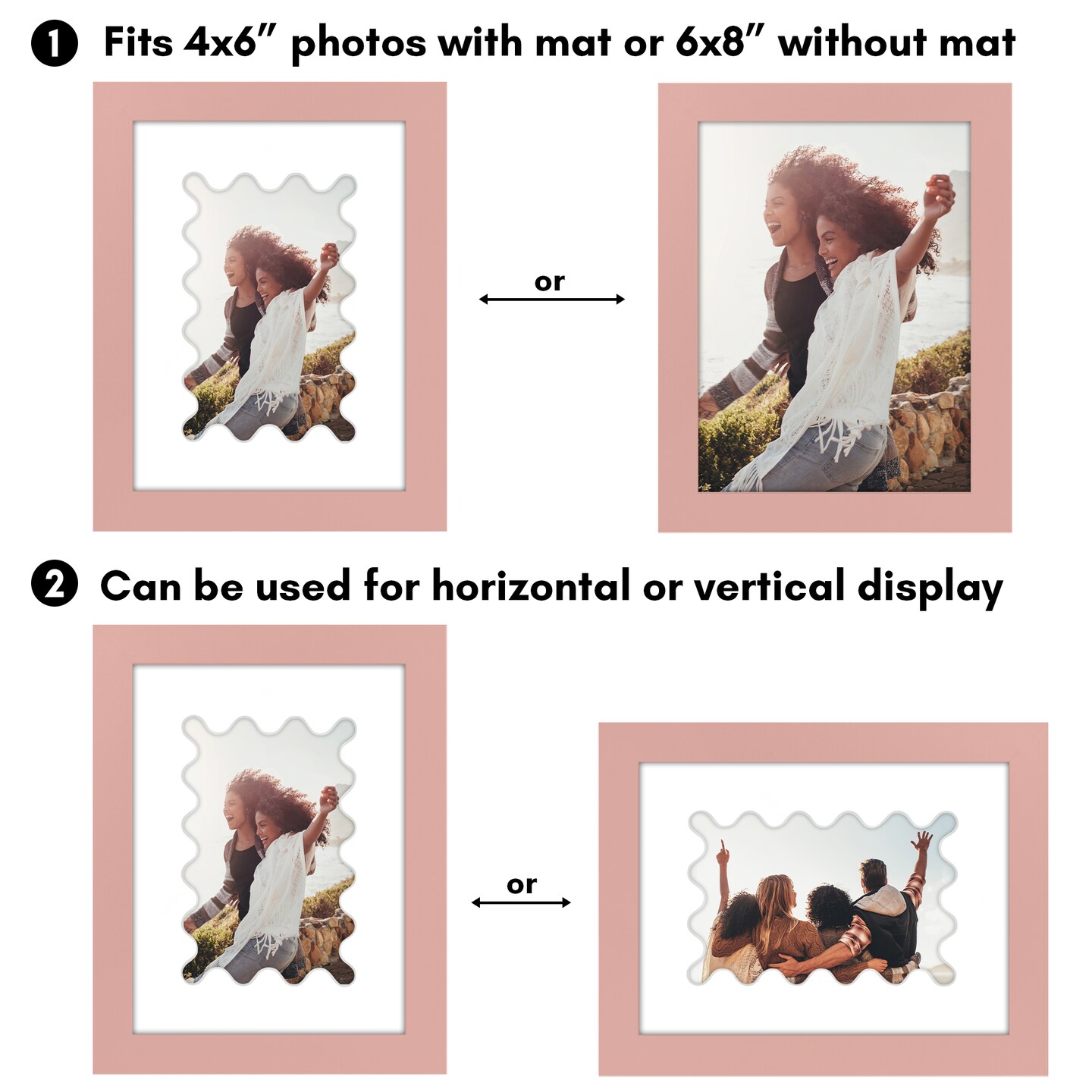 Americanflat Picture Frame with Wavy Mat - Ideal for Any Room, Living Rooms, Dorm Room